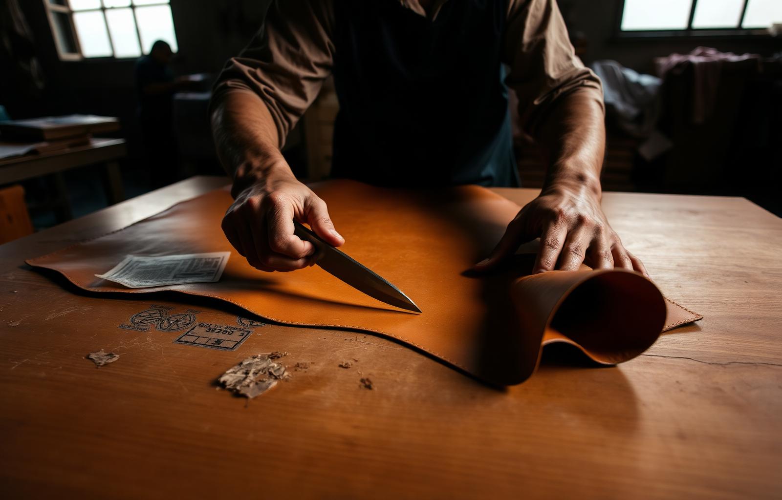 Cutting and pattern layout at the TitanGrip Exports workshop